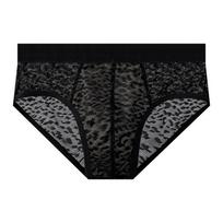 Men's Summer Fashion Trend Lace Ice Screen Gauze Breathable Cool Triangle Briefs XL black