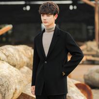 Coat Medium and Long Korean Version Cashmere-free Suit Woolen Winter Thickened Trench Coat Men's Clothing 3xl beige