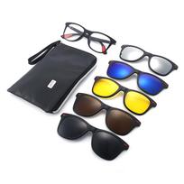 TR90 5 dalių magnetinių prisegamų poliarizuotų akinių nuo saulės rinkinys su dėklu vyrams ir moterims TR frame + 5-piece set black