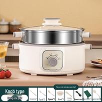 Daugiafunkcis elektrinis garintuvas: Trijų sluoksnių, Automatinis išjungimas, Laikmatis, Didelės talpos, Garų krepšys, Karštasis puodas, Virimo puodas. Stainless Steel Electric Steamer white