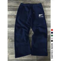 Men Letter‑&‑Star Print Drawstring Wide‑Leg Sweatpants, All‑Season Casual Trousers S tamsiai mėlyna spalva