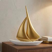 Dervinė burvaltės skulptūra Minimalistinis dizainas Jūrinis ornamentas Lenkta burvaltė Gold White beige