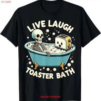Live Laugh Toaster Bath T Shirt Vintage Washed Slightly Casual Stretched Versatile Top For Everyday Wear Designer Clothes 4XL blue