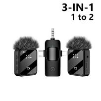 New 3in1 Wireless Lavalier Microphone Dual Noise Reduction Mini 1 To 2 Mic for Living Broadcast Gaming Video Recording Anti-interference Strong Signal F11