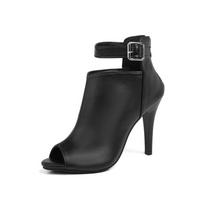 Moterims Atvirais Pirštais Basutės Stiletto Elegantiški Aukšti Kulniukai Vasariniai Ankle Boots Užtrauktukas Gale Odiniai Batai 33 juoda