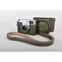 Fujifilm X-Half Camera Bag: Anti-Scratch PU Leather Base with Shoulder Strap žalia