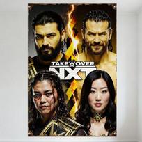 WWE NXT TakeOver Metal Tin Sign, Vintage Wrestling Stars Promotional Poster for Man Cave Bar Home Decor, Dynamic Lightning Effec 20x30cm（7.8x11.8inch） brown