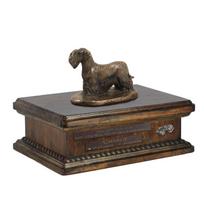 Cesky Terrier, Czech Terrier, Bohemian Terrier - urn for dog ashes, personalized urn with a statue, wooden urn with a dog by Art-Dog brand ruda