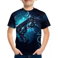 Kids Clothes 3D Gamepad Print Top Summer Cool and Stylish Short Sleeve T Shirt for Boys 160 black
