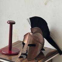 Handmade Bronze Finish Spartan Helmet King Leonidas Cosplay Prop, Display Stand Included black