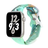 Printed Floral Strap For Apple Watch Ultra Band 49mm 41mm 40mm 38 45mm 44mm 42mm Silicone Bracelet IWatch Series 8 7 SE 6 5 4 3 38mm 40mm 41mm juoda pilka spalva