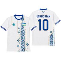 Uzbekistan Flag Print Football Jersey Men's Women Quick-drying and Breathable Training Uniform T-shirt  Graphic O-neck Top XS blue