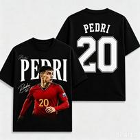 2026 Pedri Ispanija Nr.20 Futbolo Marškinėliai Unisex Unisex Vasariniai 100% Medvilnės Y2k Drabužiai Oversize Trumpomis Rankovėmis Viršutinė Dalies Streetwear Unisex XL white