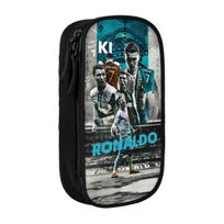 Cr7 futbolo rašiklio dėžutė Ronaldo gerbėjams Dvigubo sluoksnio Didelės talpos Mokyklai Futbolo mėgėjui Pieštukinė Kanceliarinės prekės Dovana (as the picture,Large)