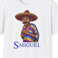 Smiguel Mexican Sombrero Character T-Shirt | Cartoon Man Illustration 110 brown