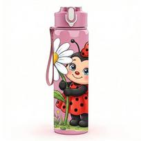 1PC Ladybug Daisy Flower Girl Cartoon 750ml Color Plastic Sports Water Bottle Leakproof Flip Straw Lid Suitable for Sports Office Home Use mėlyna