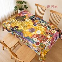 2D Flat 1pc- Klimt-style Abstract Floral Pattern Printed Home Tablecloth,  Tablecloth for Parties, Easy to Care for, Suitable for Home Use, Camping, P 54*72inch(137cm*183cm） yellow