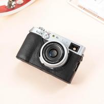 Genuine Leather Camera Case Fujifilm X100F X100V X100S X100T Compact Mirrorless Cameras Handheld Protective Sleeve With X100V Top-Grain Leather Matte Black gray