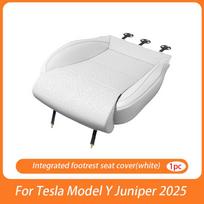 Naujam Tesla Model Y Juniper 2025+ Kojų atramos prailginimo sėdynės užvalkalas Atminties putų prailgintuvo pagalvėlė Automobilio interjero aksesuarai Nappa leather&Four Seasons white