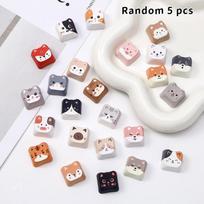 5/10Pcs Cute Kawaii Animal Keycaps Adorable Cartoon Design Comfortable Touch For Mechanical Keyboard Custom Desktop Decor A1 white