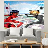 Miraculous-Tales-of-Ladybug-Cat-Noir Print Tapestry, Backdrop, Easy Setup, Ideal for Bedroom, Office & Living Room, with Aesthetic Wall Hanging Decor. 130cmx150cm