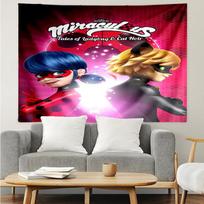 Miraculous-Tales-of-Ladybug-Cat-Noir Print Tapestry, Backdrop, Easy Setup, Ideal for Bedroom, Office & Living Room, with Aesthetic Wall Hanging Decor. 130cmx150cm