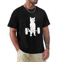 Cat Deadlift Powerlifting Tshirt Casual Street Style Short Sleeve Tee 4XL black