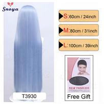 Snoya 100cm/80cm/60cm Versatile Multicolor Long Straight Cosplay Wig With Bangs Heat Resistant Hair Pink Blonde Red Halloween 24inches