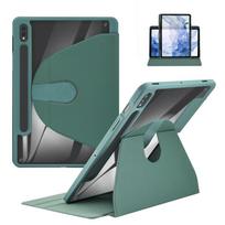 Hibridinis plonas dėklas, skirtas Samsung Galaxy Tab A7 A8 A9 plus S6 Lite S7 FE S8 S9 Plus 12,4 colio S8 Ultra, 360 laipsnių besisukantis dangtelis su pieštuko laikikliu S9 plus 12.4“ tamsiai žalia spalva