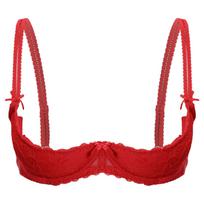Moterims Push-up su lankeliais nėriniuotas liemenukas pusės kaušelio dizaino Reguliuojama petnešėlė Kempine paminkštinta liemenėlė Lingerie XL brown