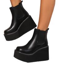 Winter Women High Quality Warm Platform Boots Fashion Designer Elegant Increasing Height Shoes 35 juoda