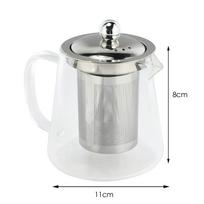 Good-5Sizes Good Clear Borosilicate Glass Teapot With 304 Stainless Steel Infuser Strainer Heat Coffee Tea Pot Tool Kettle Set white