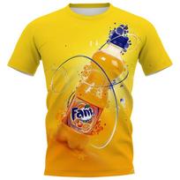 Smagus vyriškas marškinėlis Fanta Soda 3D gėrimo spaudinys Sportinis Greitai džiūstantis Kvėpuojantis Street Casual Atostogų Trend Mada Trumpomis rankovėmis Berniuko Viršus 4XL yellow