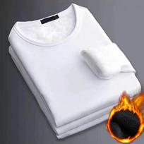 Žieminiai vyriški marškinėliai ilgomis rankovėmis Thermal Underwer Vilnoniai apatiniai marškinėliai su apvalia kakle marškinėliai Fashion Plus Velvet paminkštinti marškinėliai L 50-60KG balta