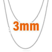 Fashion 3mm 5mm Curb Gold Cuban Link Women Jewelry Stainless Steel Silver 14K Real Gold Plated Miami Cuban Mens Chain Necklace Fashion&18inches(45.72cm)
