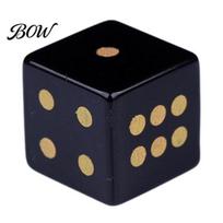 Board Game Dice Natural Hand Carved Stone Dice, Mini Healing Faux Crystal Elegant Pieces 6-Sided Golden Dots for Tabletop Game, Casino Durable black