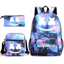Amerikiečių Dj Marshmello Marshmallow Mokyklinė kuprinė Pieštukinė Trys dalys Didelės talpos Studentų Kuprinė three-piece set