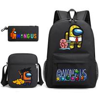 Žaidimo atributika Anime Among Us Kuprinė Among Us Trys dalys Mokyklinė kuprinė pencil bag black