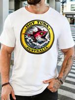 Unisex Retro Karšta Tunų Australijos Žuvies Ženklelis Grafinis Medvilninis Trumpomis Rankovėmis Marškinėliai Apvalia Kaklo Iškirpte Minkštas Vyriškas Vasaros Laisvalaikio Kvėpuojantis Street Viršus XL black