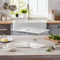 Sous Vide Container with Lid Clear Body Bath Food Grade Vacuum Cooking Water Tub 6L white