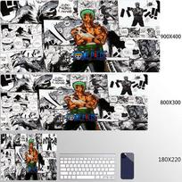 Gaming Mouse Pad Gamer Home Computer Accessories Cool One Piece Roronoa Zoro Mousepad XXL Keyboard Pad Non-Slip Office Mouse Mat 50cmx100cm gray