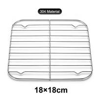 Square Cooking Rack Air Fryer Grill Steamer Rack 304 Stainless Steel Bbq Net Home Kitchen Oven Steamer Cooker Barbecue Bracket 18×18 white