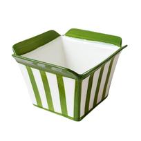 Ceramic French Fries Bowl Striped Pattern Heat-resistant Fruit Salad Bowl Under-glaze Painting Cartoon Snack Bucket Restaurant