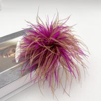 Suqi Natūralios spalvos stručio plunksnų boutonnière sagė ir plaukų segtukas beige