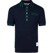 THOM BROWNE Pointelle Stripe Detailed Polo Shirt MJP201A-J0153-415 1 black