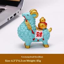 Feng Shui Goat Statue Golden Sheep Figurine Zodiac Wealth Ornament Rotating Persimmon Luck Chinese Collectible Home Decor Gift S