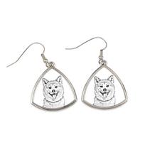 Akita, Akita Inu - šunų auskarai, kabantys auskarai su paveikslėliu, personalizuoti papuošalai su Art-Dog prekės ženklo spauda sidabras