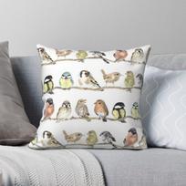 Dawn Chorus Garden Birds Square Pillowcase Polyester Linen Velvet Pattern Zip Decorative Pillow Case Home Cushion Cover 30X30CM white