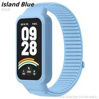 Dirželis+Korpusas Xiaomi Mi Band 9 Active Sport 3D Nailono Apyrankė Correa+Apsauginis Buferis Korpuso Dangtelis Redmi Band 3 Priedams Redmi Band 3 mėlyna