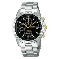 Seiko Selection SBTQ043 Men's Quartz Chronograph Watch, Black & Gold black